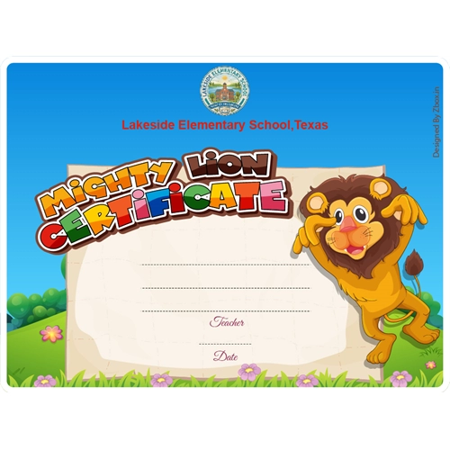 Mighty Lion Classroom Award Certificate